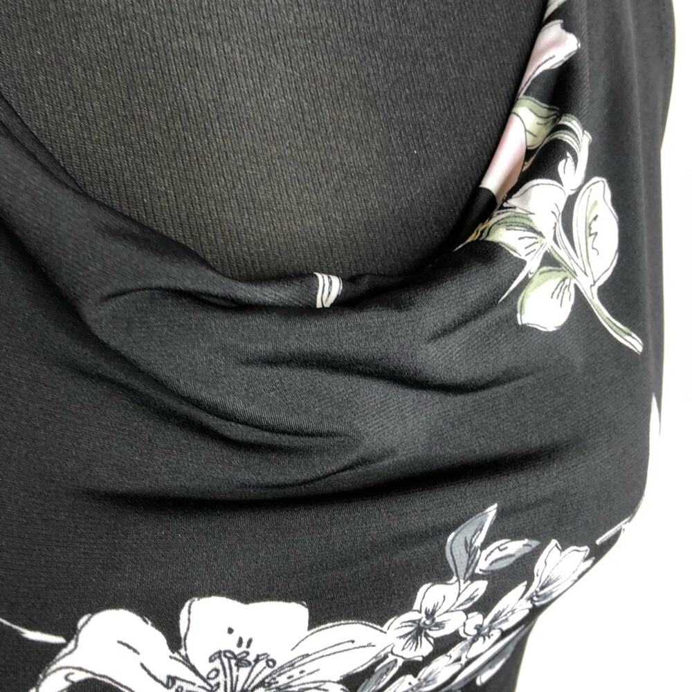 WHBM black white pink floral sleeveless cowl neck top size Extra Small XS - Picture 6 of 13
